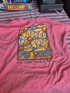Comfort Colors Pink Adults Tee with Sunflower Graphic 2015 Big Liytle Reveal M